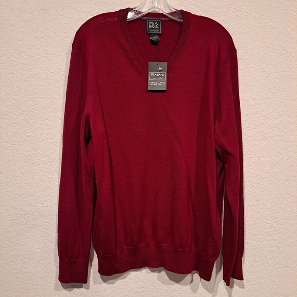 JoS. A Bank Traveler 100% Merino Wool V-neck Sweater Lightweight sz L New! as is - Picture 9 of 13